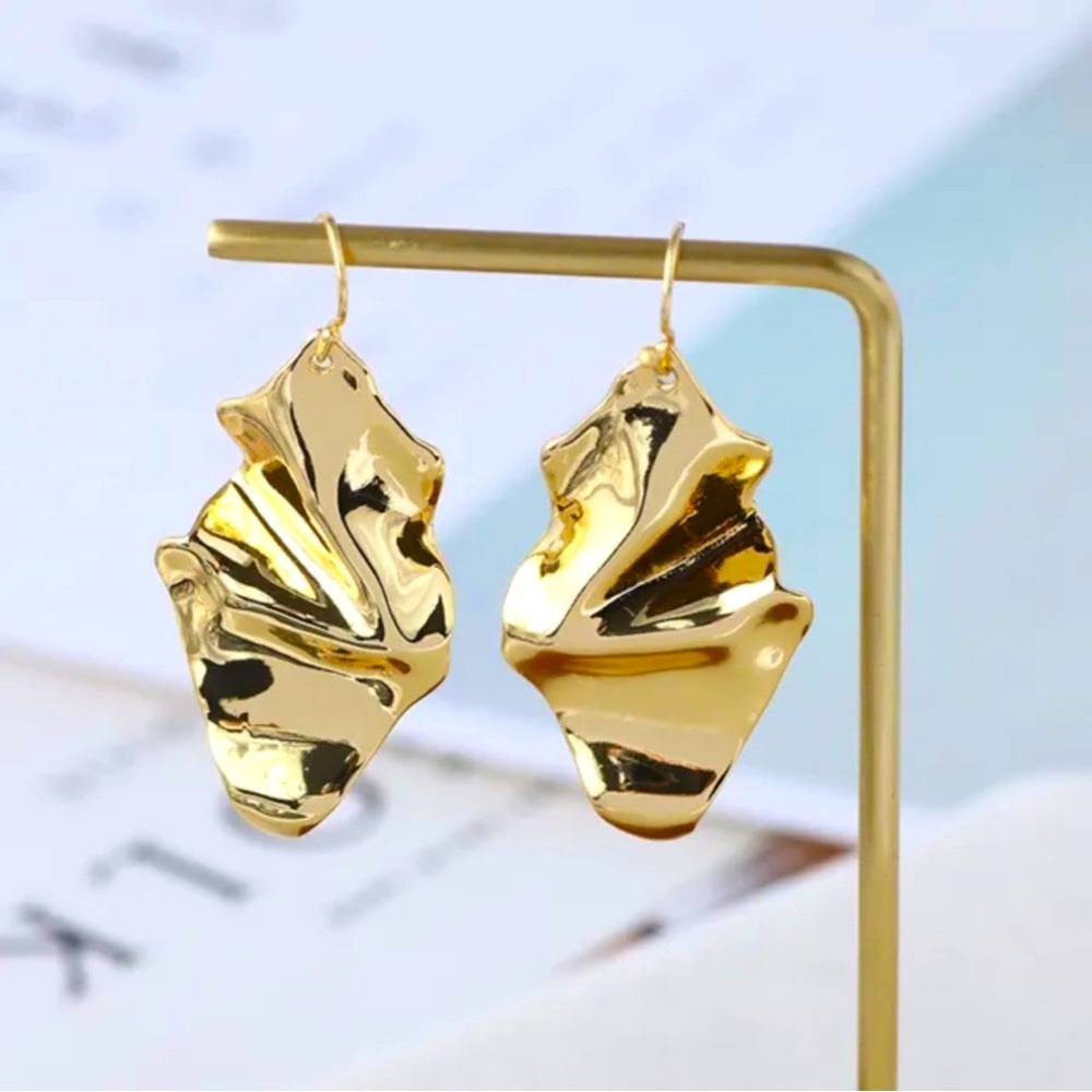 ALEXIS BITTAR Gold Crumpled Wire Drop Earrings - Picture 2 of 13